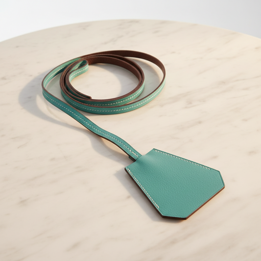 Hermes Clochette Key Ring Leather,Metal Men,Women Casual Pendant Necklace (Green)