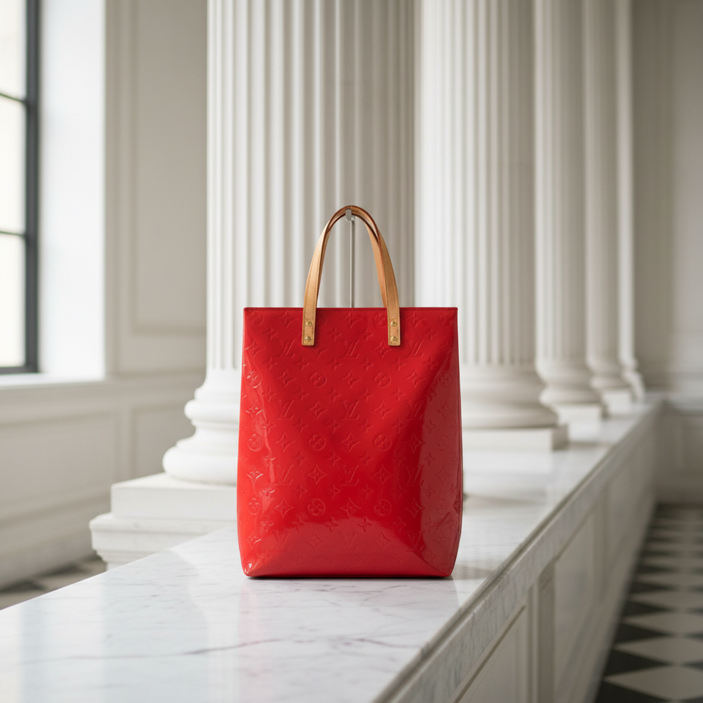 Louis Vuitton Monogram Vernis Reade MM M91086 Women's Handbag Rouge