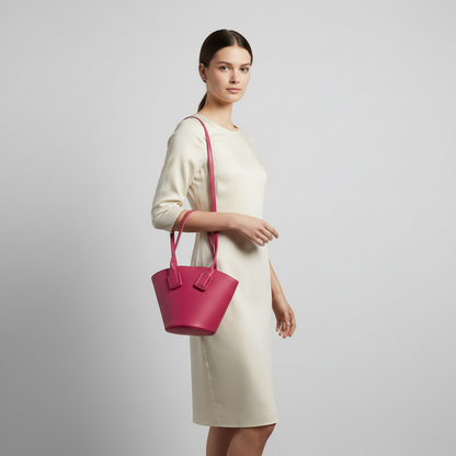 Bottega Veneta Small Basket 592133 Women's Leather Tote Bag Pink Red