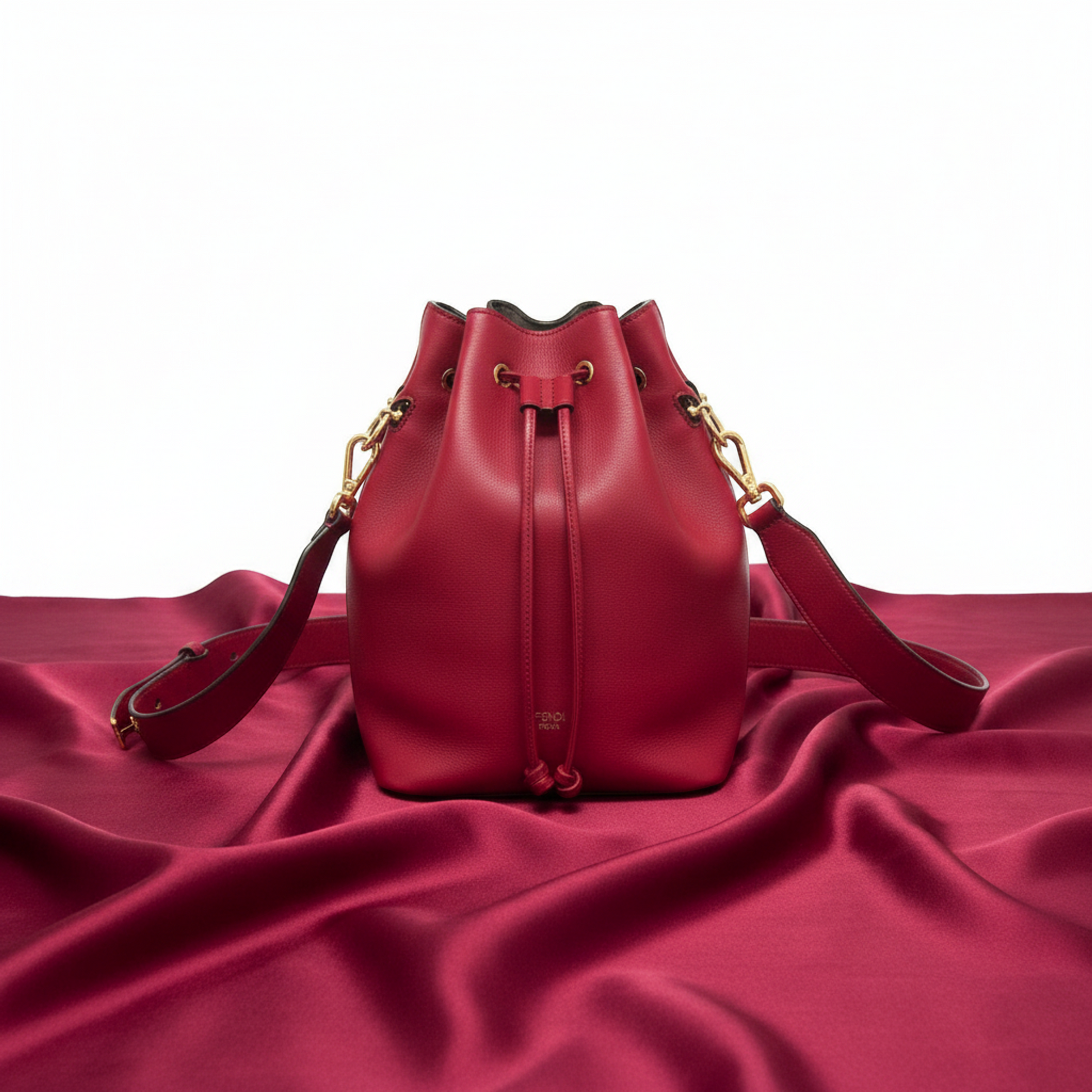 Fendi Mon Tresor 8BT298 Women's Leather Shoulder Bag Red Color