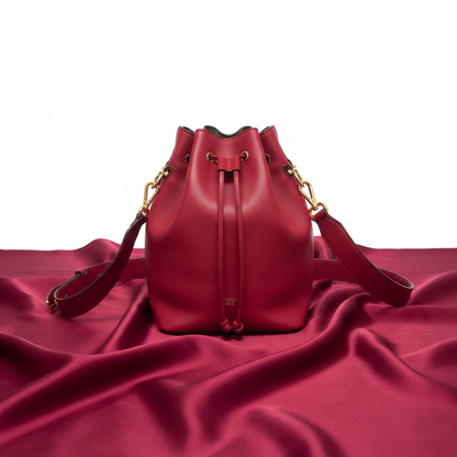 Fendi Mon Tresor 8BT298 Women's Leather Shoulder Bag Red Color