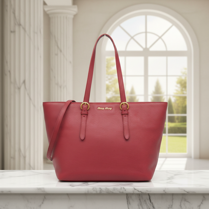 Miu Miu RR1905 Women's Leather Shoulder Bag,Tote Bag Dark Red
