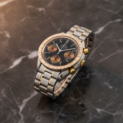 OMEGA Speedmaster Automatic 18K Gold Steel Mens Watch 175.0033 Polished