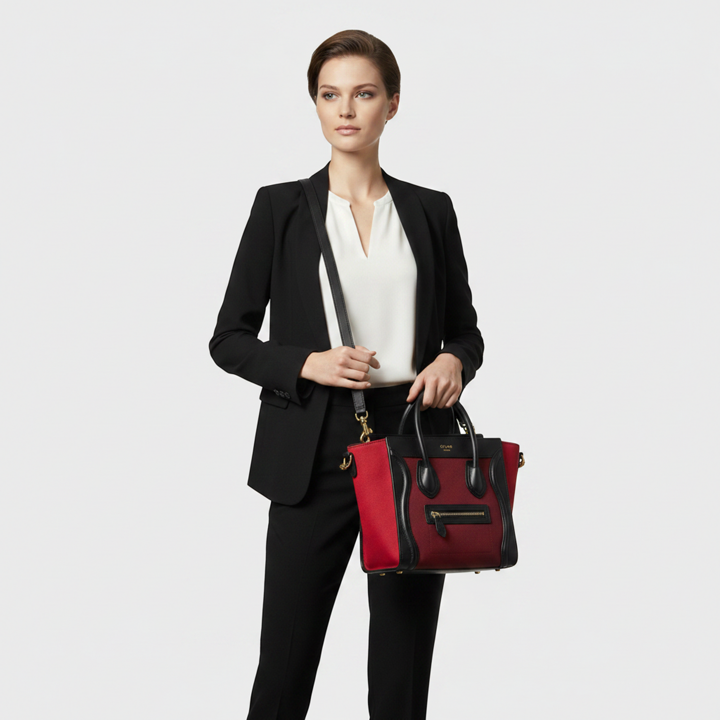 Celine Luggage Nano Shopper Women's Leather Handbag,Shoulder Bag Black,Bordeaux,Pink