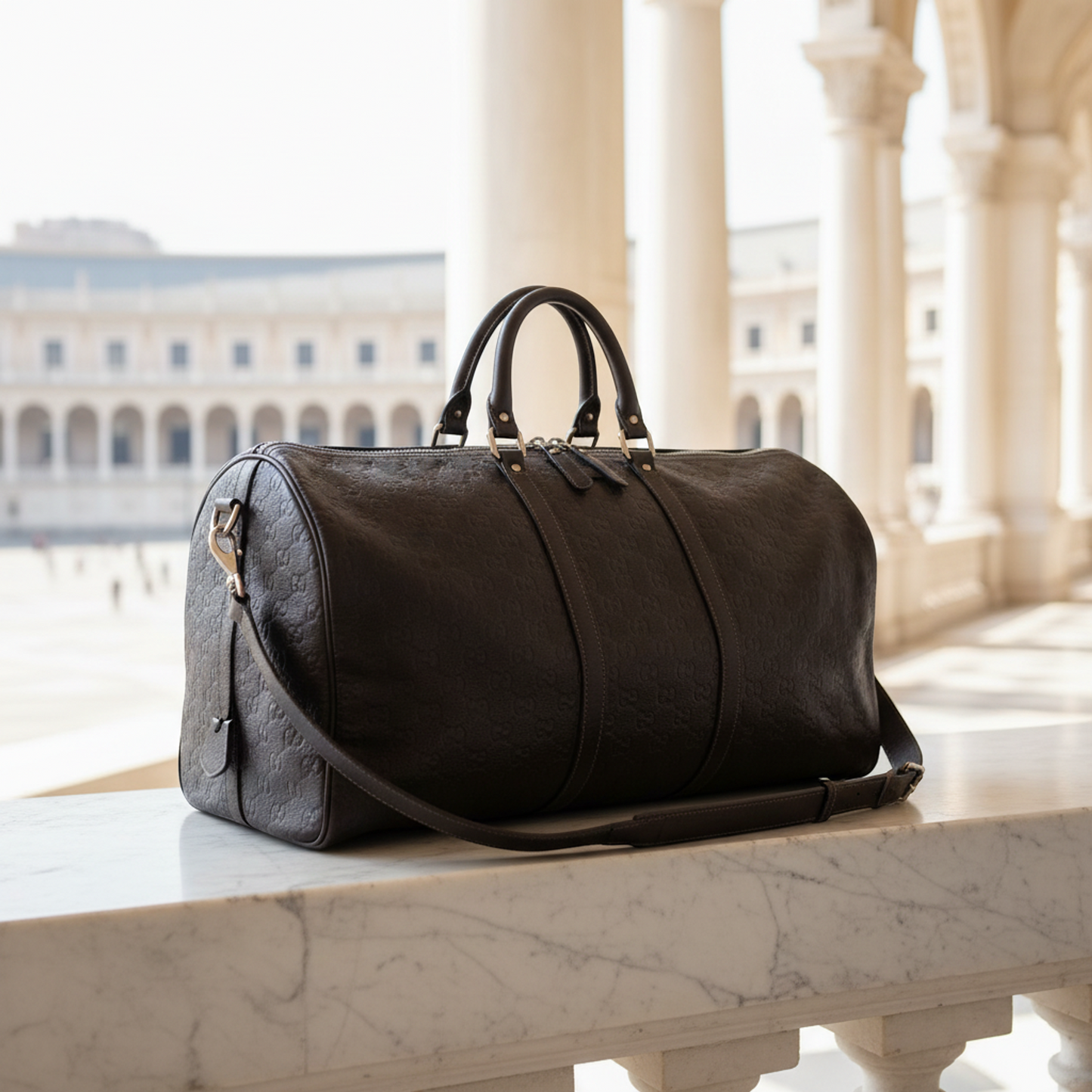 Gucci Guccissima 206500 Women,Men Leather Boston Bag Dark Brown