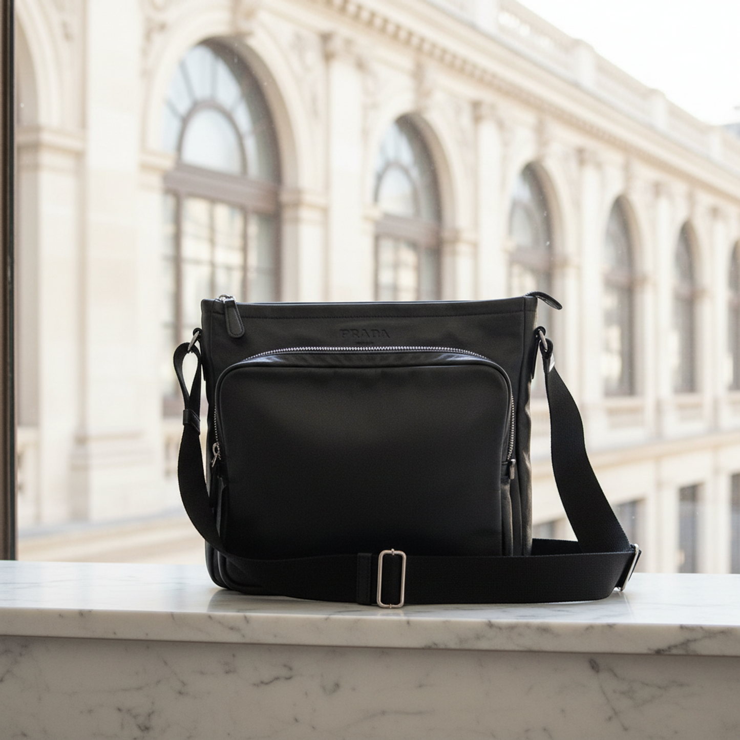 Prada BANDOLIERA VA0785 Women's Leather Shoulder Bag Black