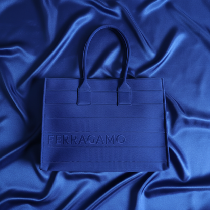 Salvatore Ferragamo GG-213985 Men,Women Nylon Canvas Tote Bag Blue