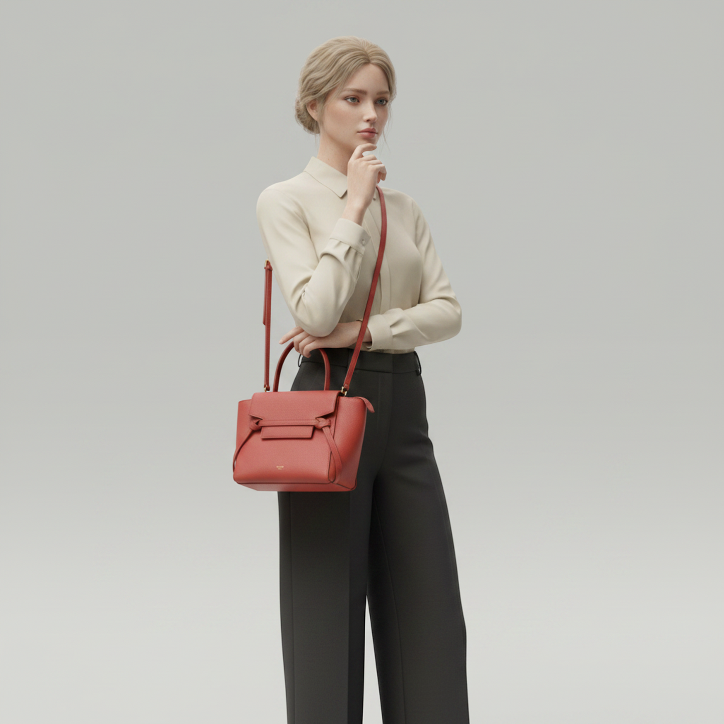 Celine Belt Bag Nano Women's Leather Handbag,Shoulder Bag Red Brown