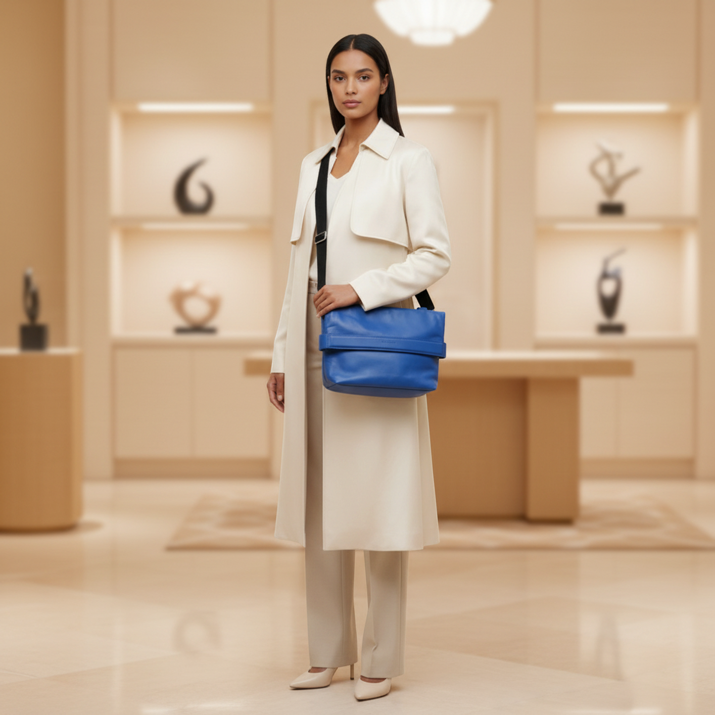 Bottega Veneta Wearable Pouch Women's Leather Shoulder Bag Blue