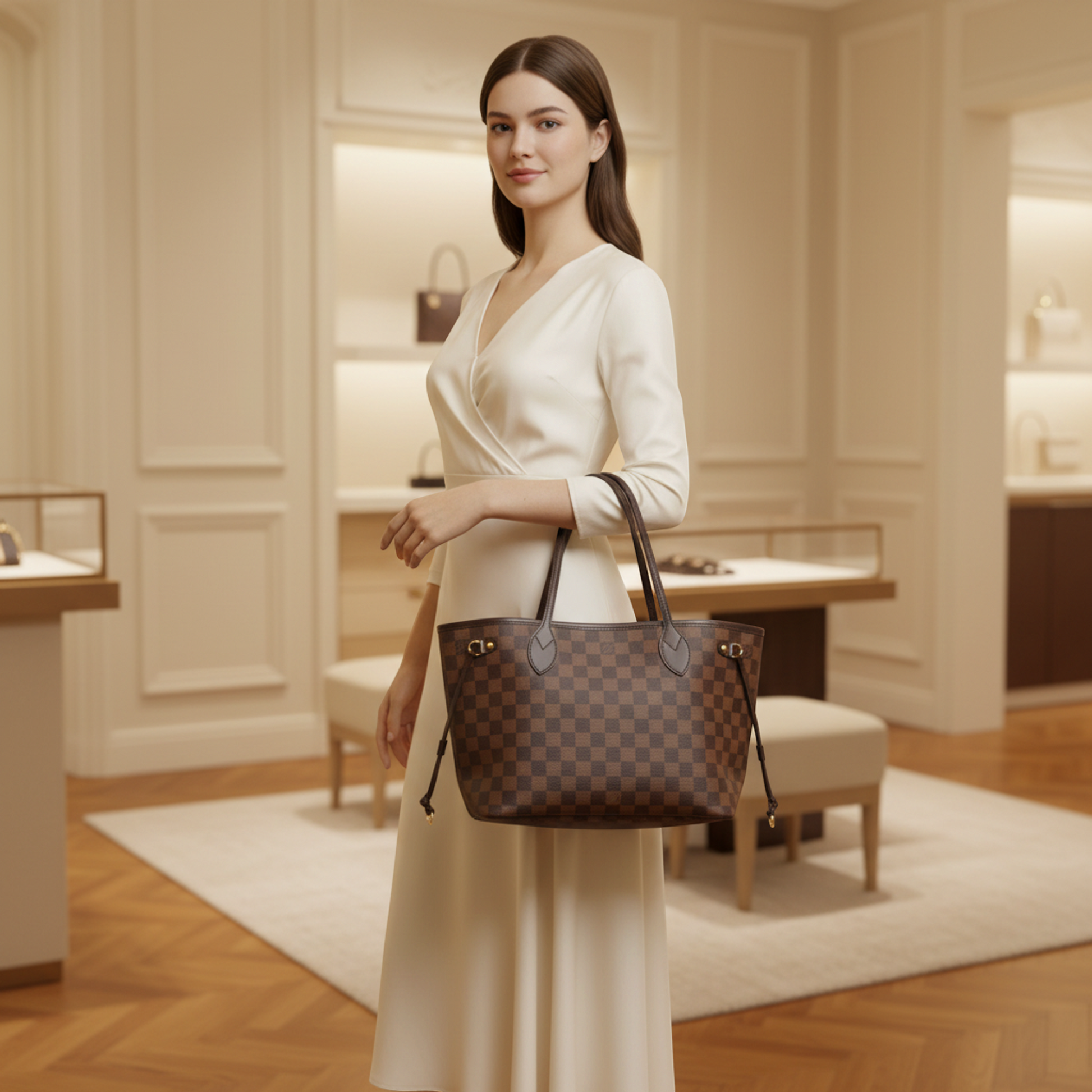 Louis Vuitton Damier Neverfull PM N51109 Women's Tote Bag Ebene