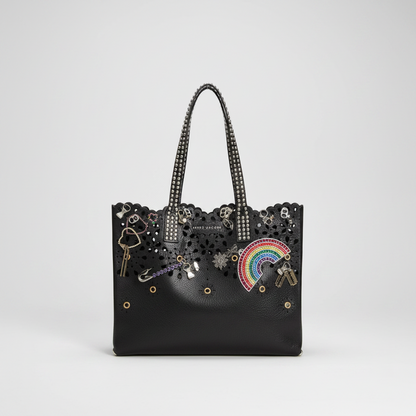 Marc Jacobs Laser Cut Embellished Wingman Tote M0010069 Women's Leather Tote Bag Black,Multi-color