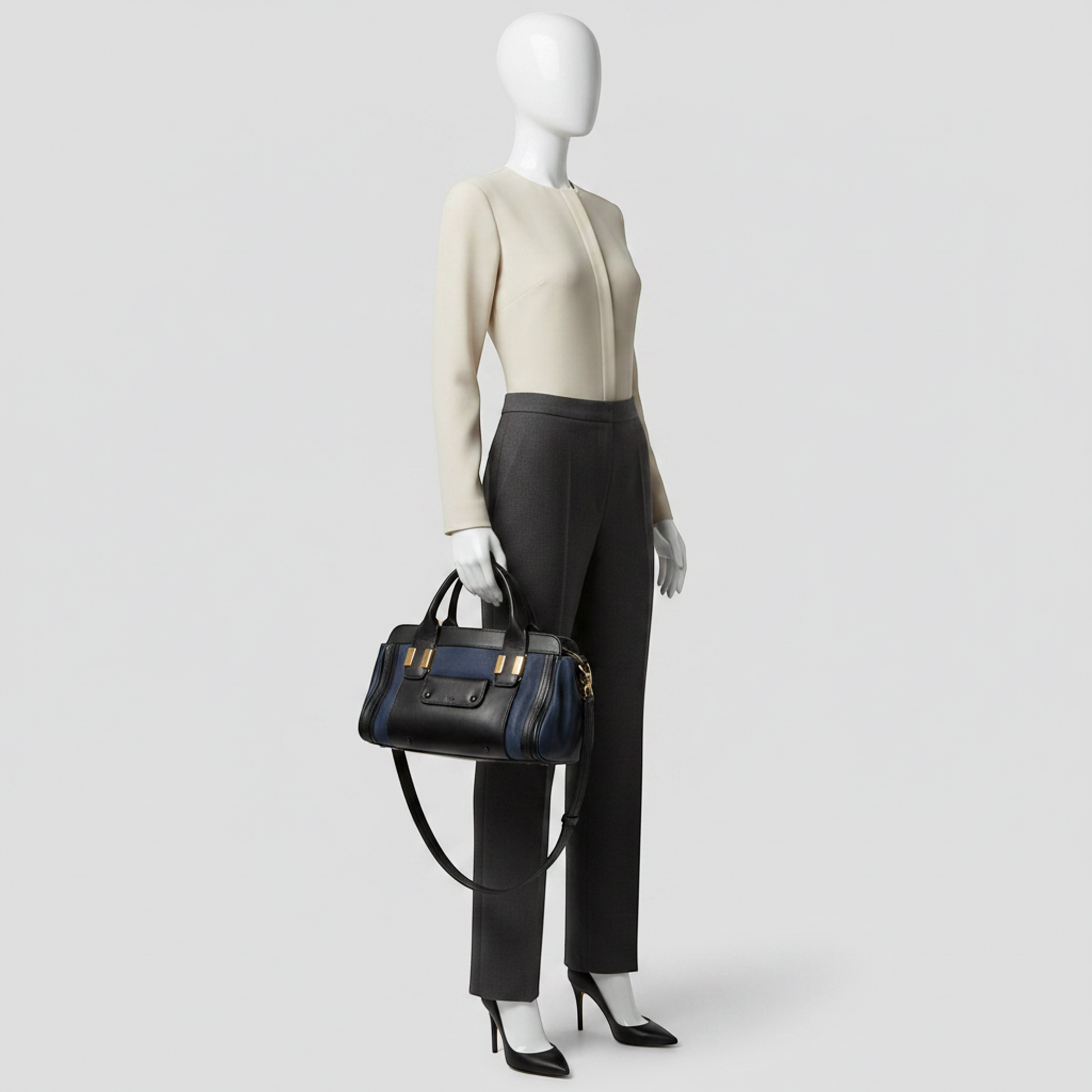 Chloé Alice Women's Leather Handbag,Shoulder Bag Black,Navy
