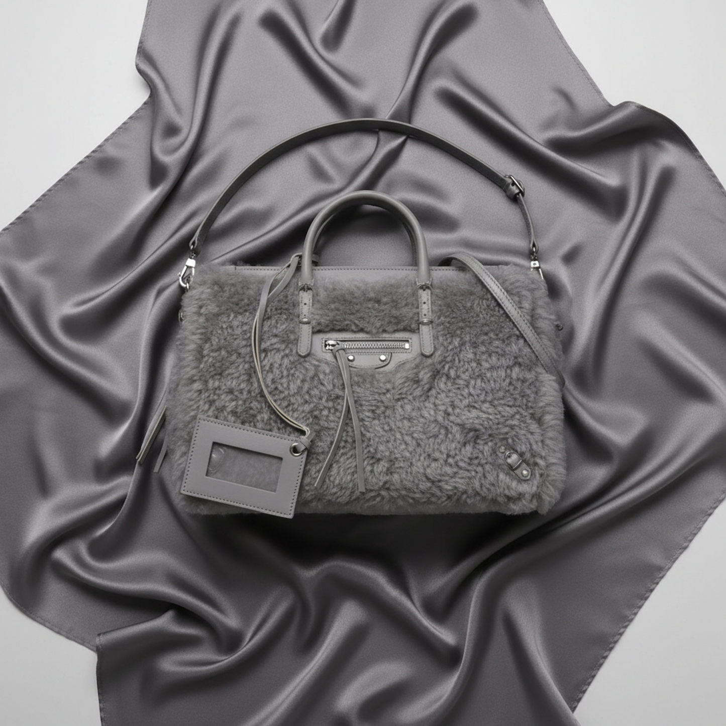 Balenciaga Paper A6 370926 Women's Leather,Leather Handbag,Shoulder Bag Gray