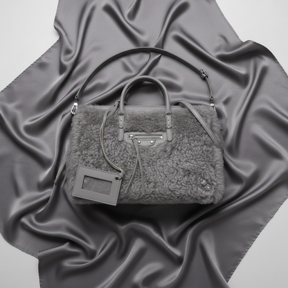 Balenciaga Paper A6 370926 Women's Leather,Leather Handbag,Shoulder Bag Gray