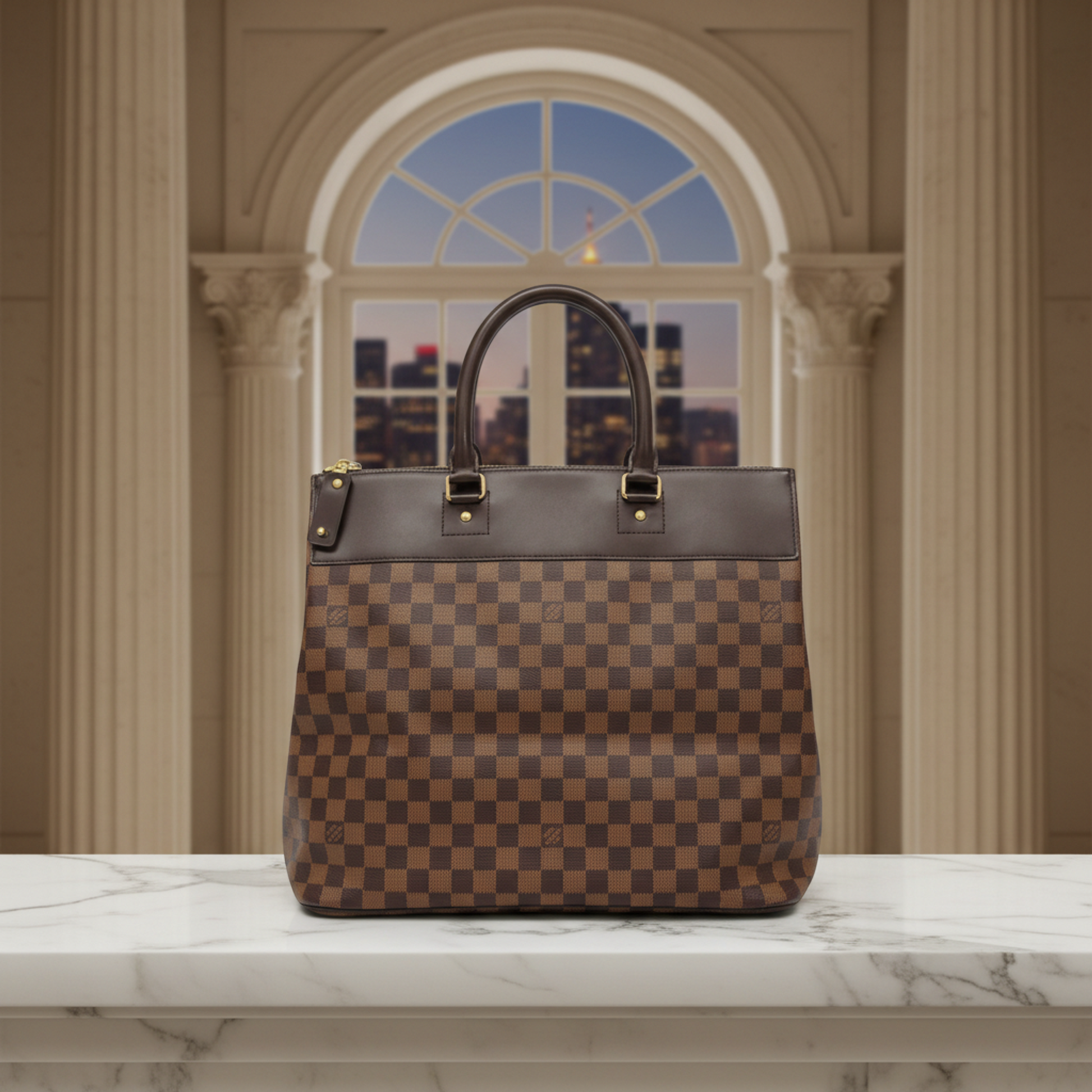 Louis Vuitton Damier Greenwich PM N41165 Men,Women Boston Bag Ebene