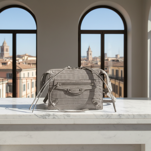 Balenciaga 655247 Women's Leather Shoulder Bag Gray