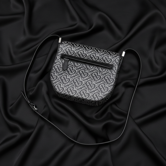 Burberry TB Monogram Women's Leather Shoulder Bag Black