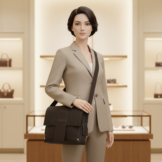 Dunhill Men's Leather,PVC Shoulder Bag Dark Brown