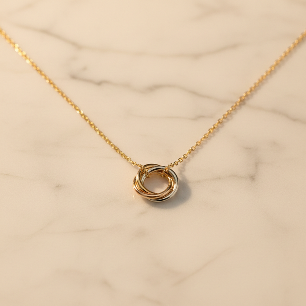 Cartier Baby Trinity Necklace Pink Gold (18K),White Gold (18K),Yellow Gold (18K) No Stone Men,Women Fashion Pendant Necklace (Gold)