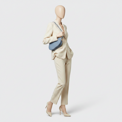 Christian Dior Saddle Women's Leather Shoulder Bag Light Blue Gray