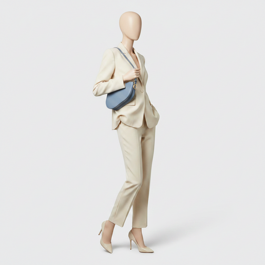 Christian Dior Saddle Women's Leather Shoulder Bag Light Blue Gray