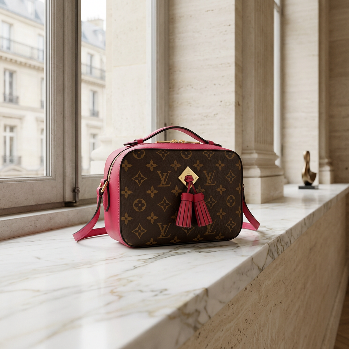 Louis Vuitton Monogram Saintonge M43557 Women's Shoulder Bag Brown,Freesia