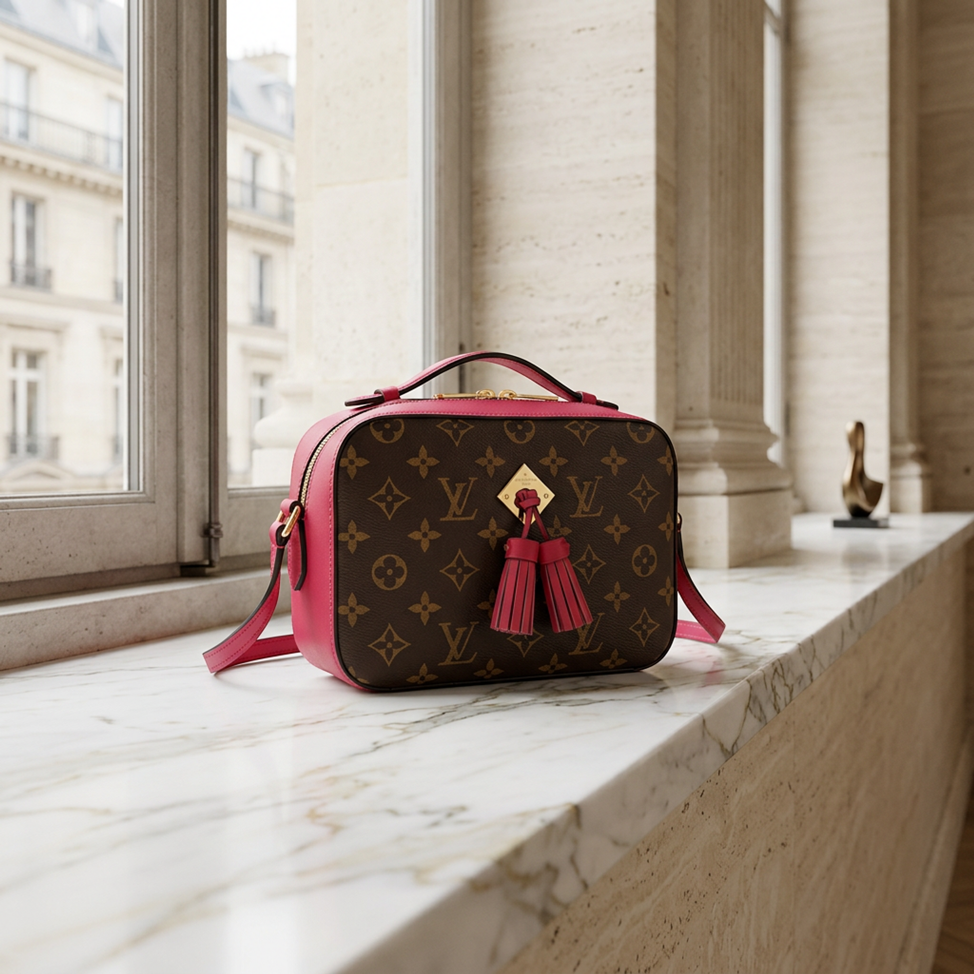 Louis Vuitton Monogram Saintonge M43557 Women's Shoulder Bag Brown,Freesia