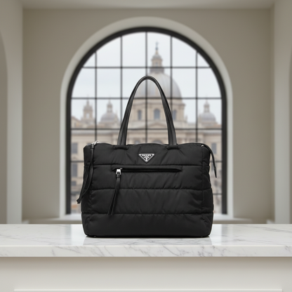 Prada TESSUTO BOMBER 1BG059 Women's Nylon Handbag Black