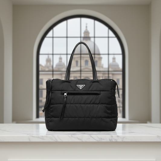 Prada TESSUTO BOMBER 1BG059 Women's Nylon Handbag Black