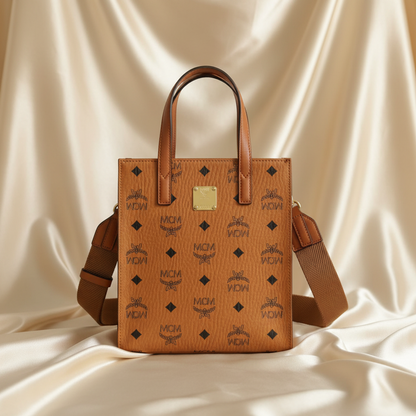 MCM Visetos Klassik Tote Bag Mini MMTAAKC02CO001 Women's Coated Canvas Handbag,Shoulder Bag Brown
