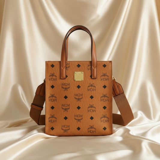 MCM Visetos Klassik Tote Bag Mini MMTAAKC02CO001 Women's Coated Canvas Handbag,Shoulder Bag Brown
