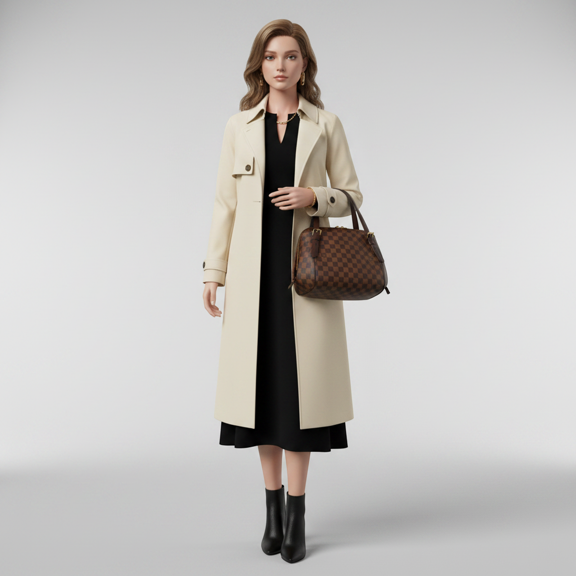 Louis Vuitton Damier Rivington PM N41157 Women's Shoulder Bag Brown