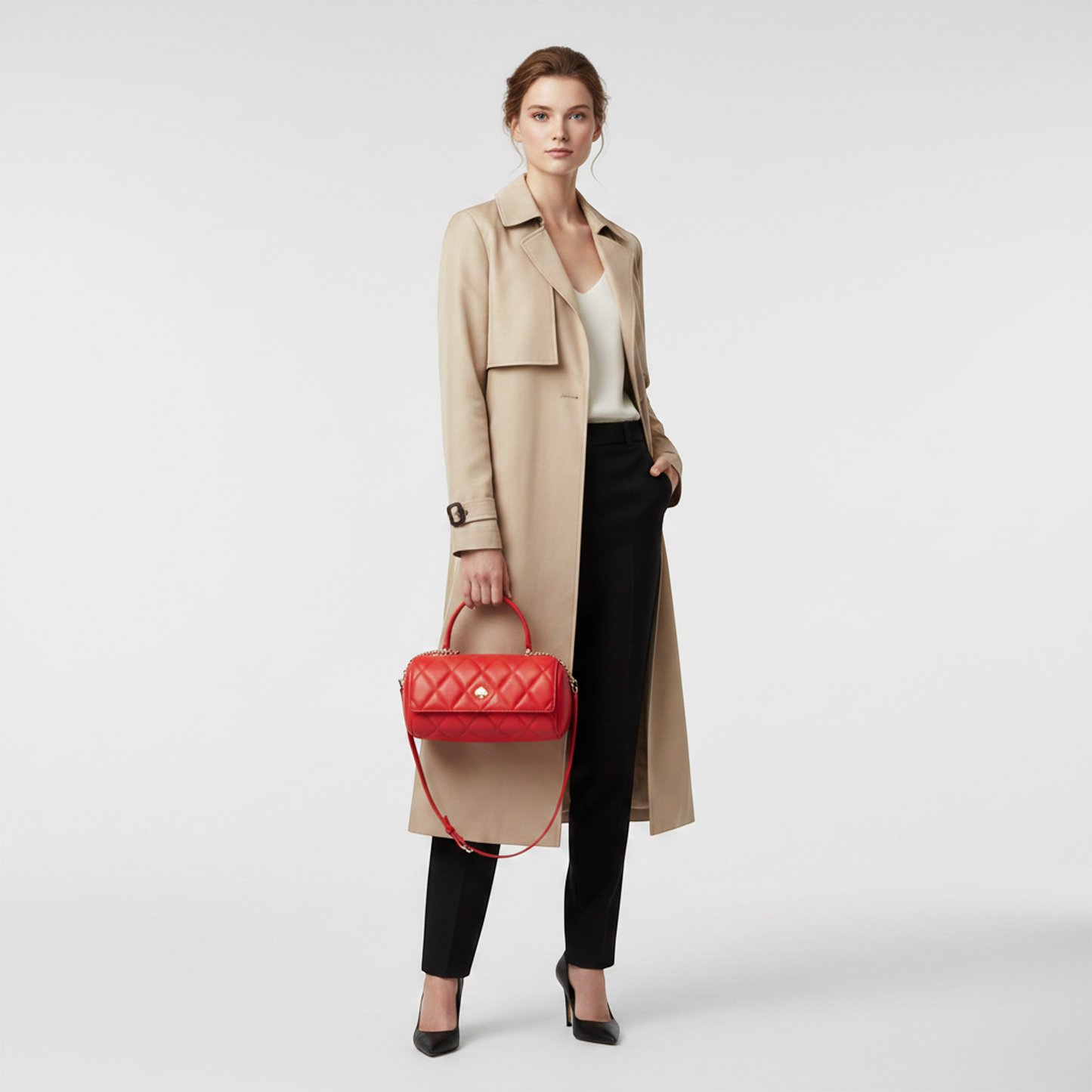 Kate Spade Heart To Heart 3D Heart Barrel KK175 Women's Leather Shoulder Bag Red Color