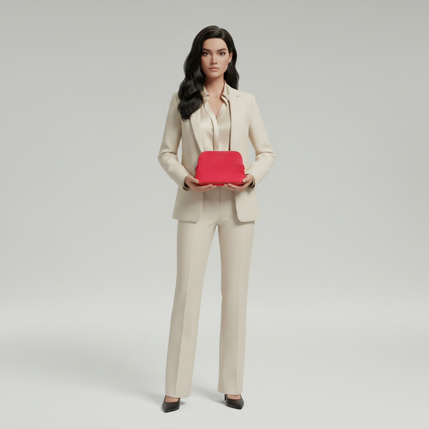 Hermes Bolide Mini Women's Cotton,Leather Pouch Brown,Pink
