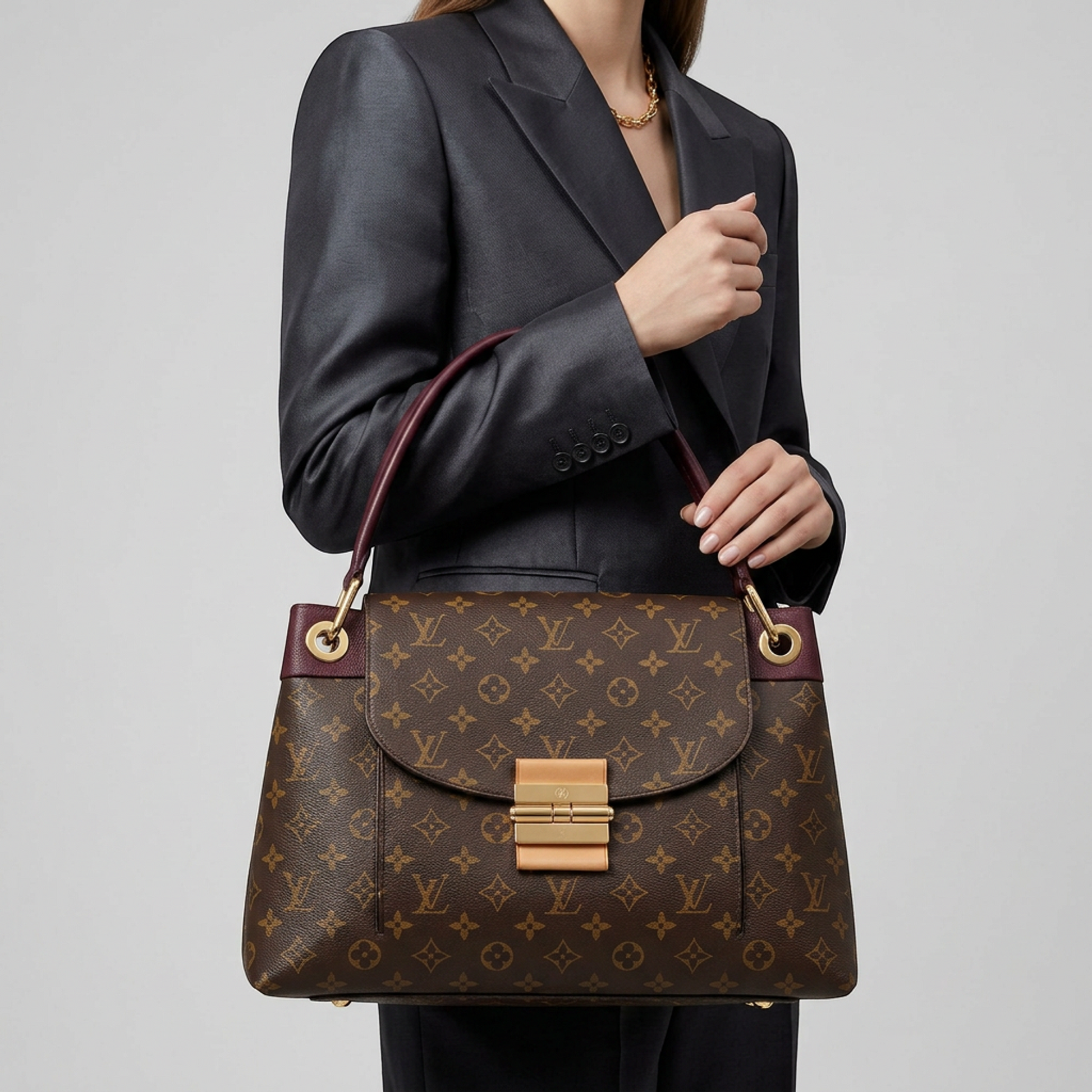 Louis Vuitton Monogram Olympe M40579 Women's Shoulder Bag Bordeaux,Monogram