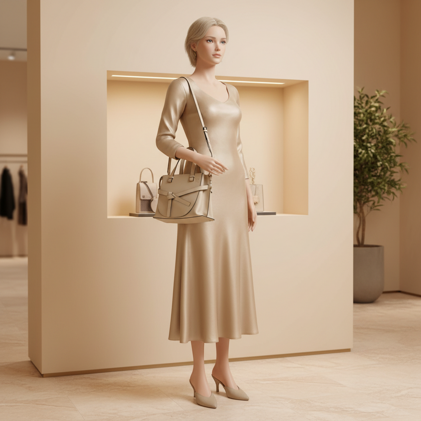 Loewe Gate Top Handle Bag Mini 321.12.Z99 Women's Leather Shoulder Bag,Tote Bag Light Beige