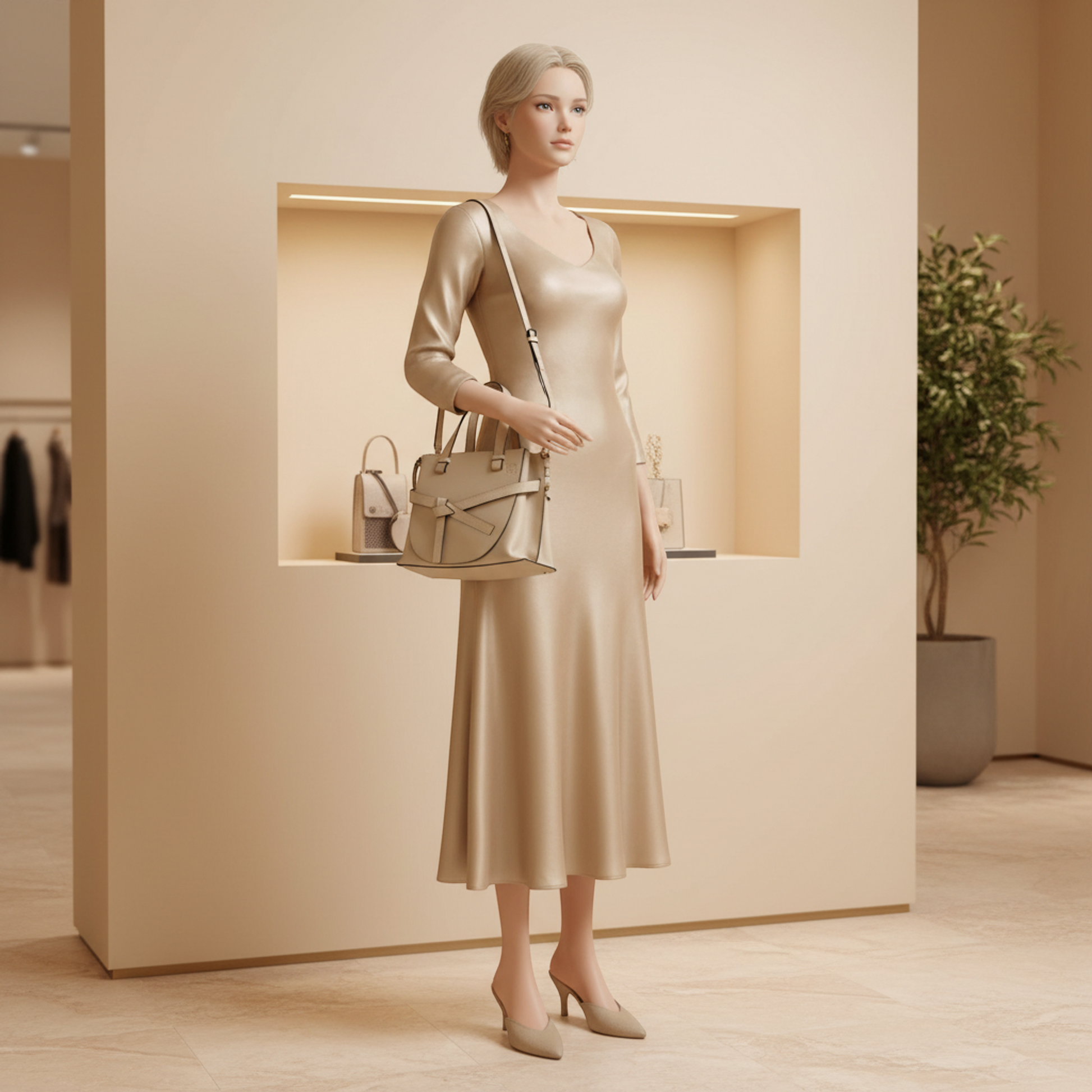 Loewe Gate Top Handle Bag Mini 321.12.Z99 Women's Leather Shoulder Bag,Tote Bag Light Beige