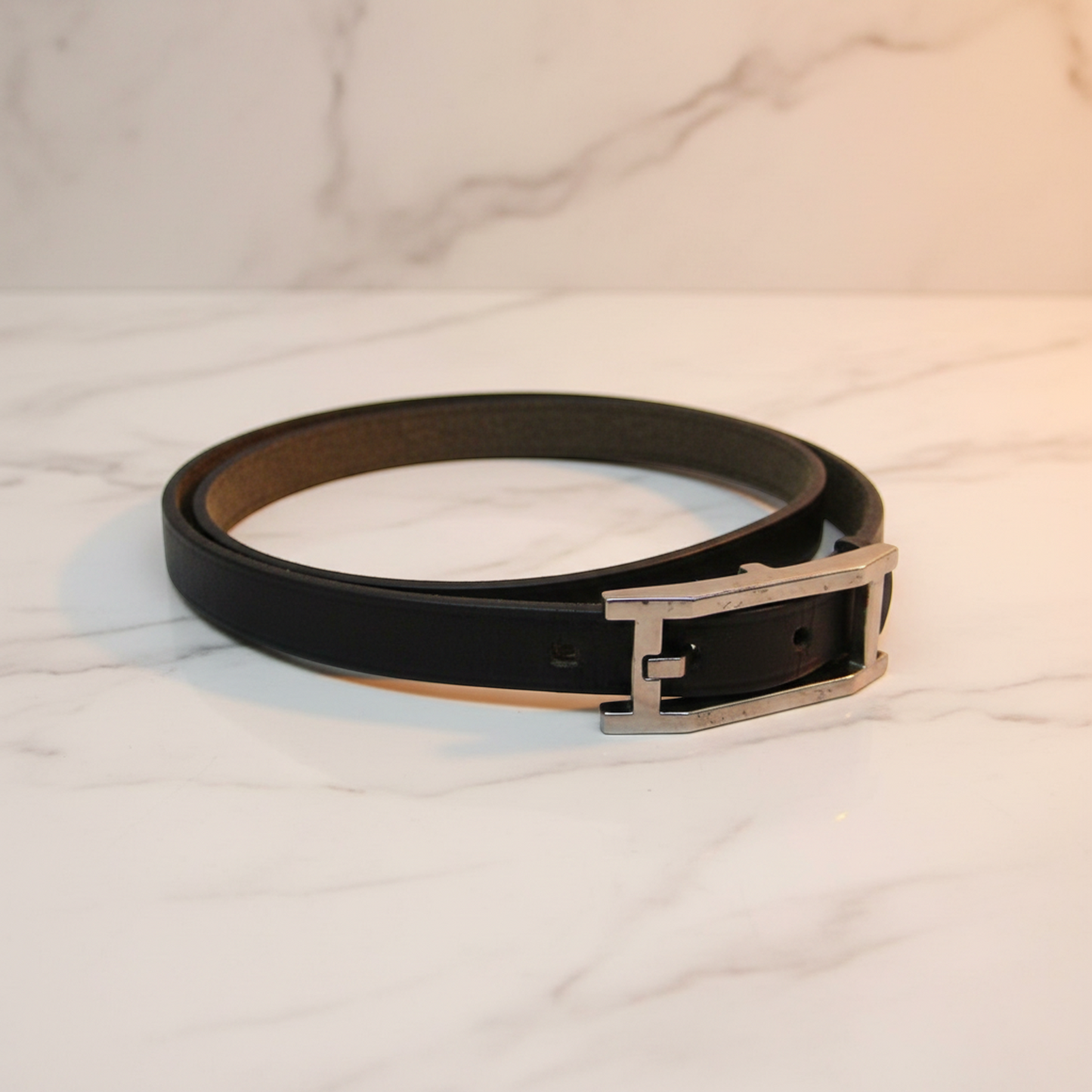 Hermes Hapi 4-row Bracelet Choker Leather,Metal Bangle Black,Silver