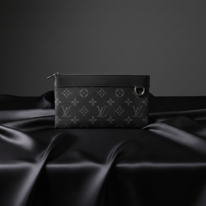 Louis Vuitton Monogram Eclipse Pochette Discovery PM M44323 Men's Clutch Bag,Pouch Black