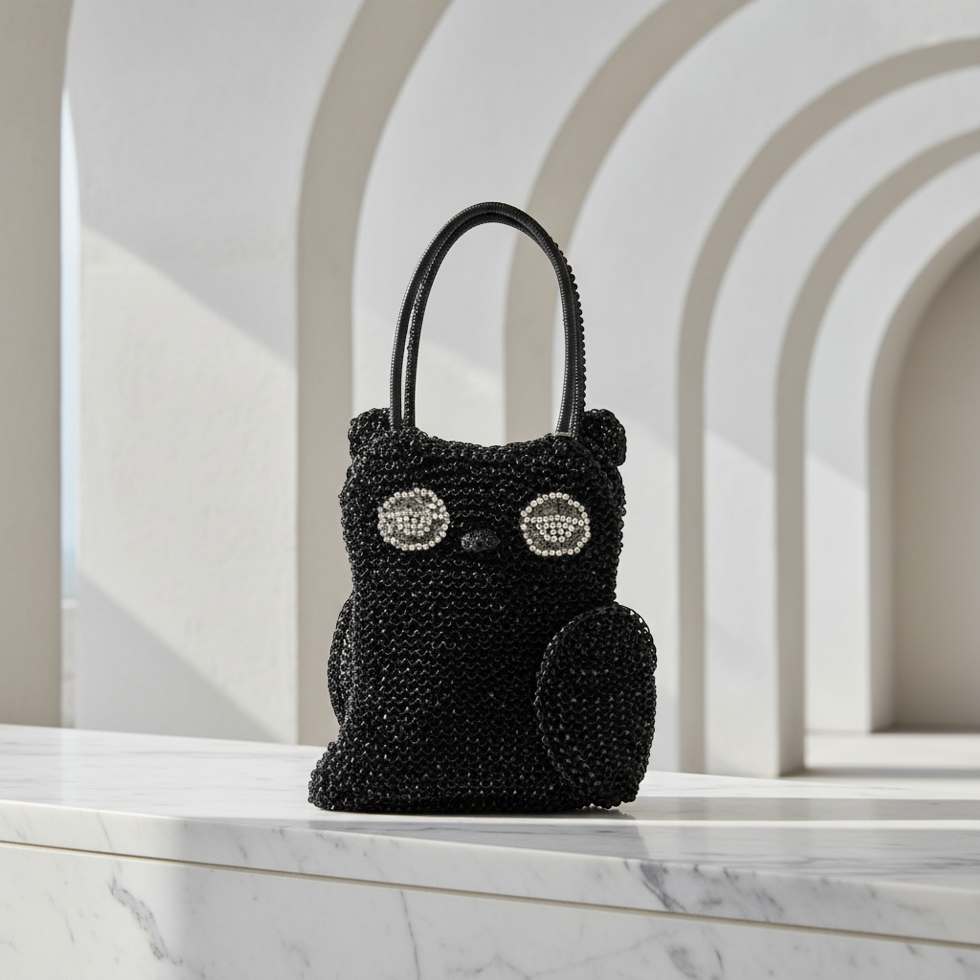 Anteprima Animal Owl Women's Wire,Rhinestone Handbag Black,Clear