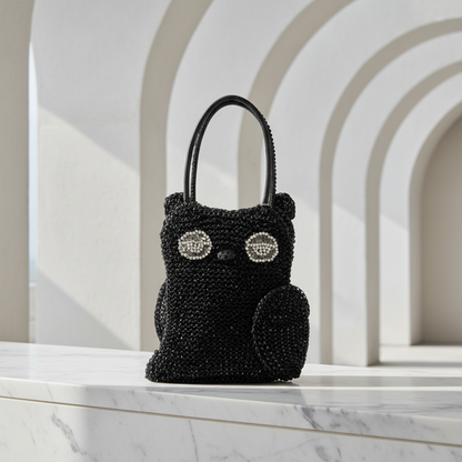 Anteprima Animal Owl Women's Wire,Rhinestone Handbag Black,Clear