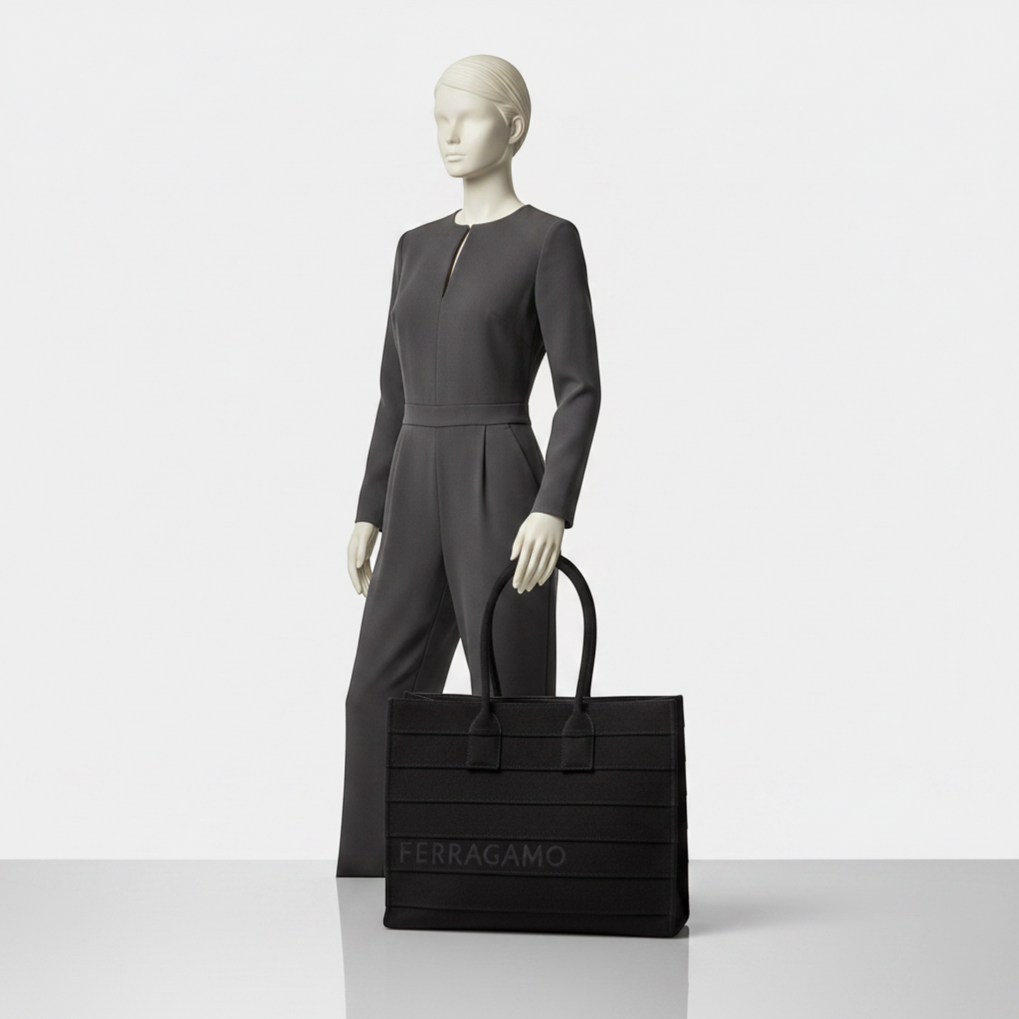 Salvatore Ferragamo GG-213985 Men,Women Canvas Tote Bag Black