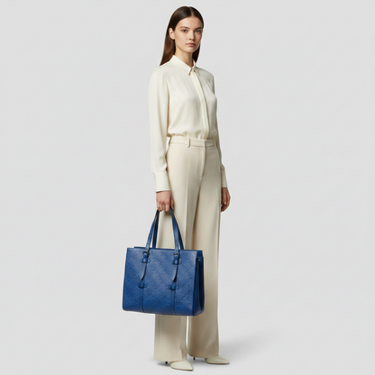 Gucci GG Embossed Tote 625774 Men's Leather Shoulder Bag,Tote Bag Blue