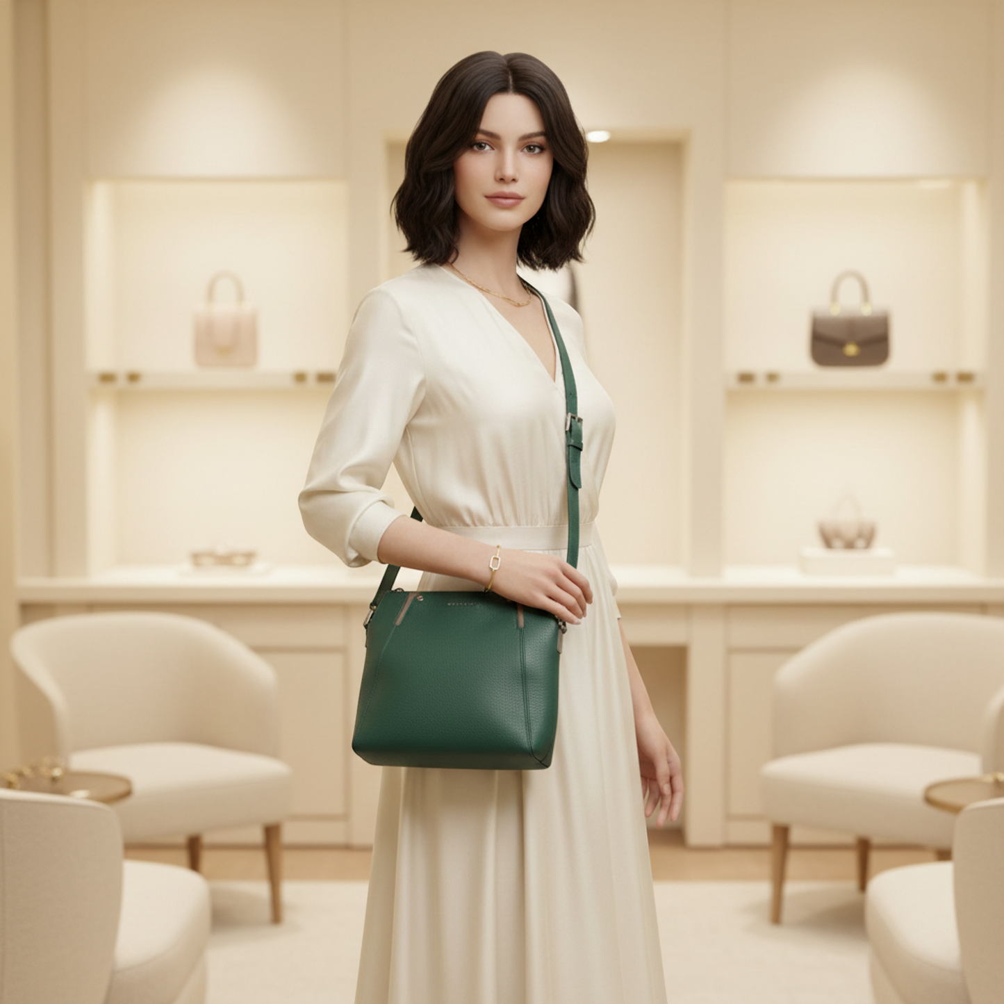 Bvlgari Octo Crossbody Bag Men,Women Leather Shoulder Bag Green