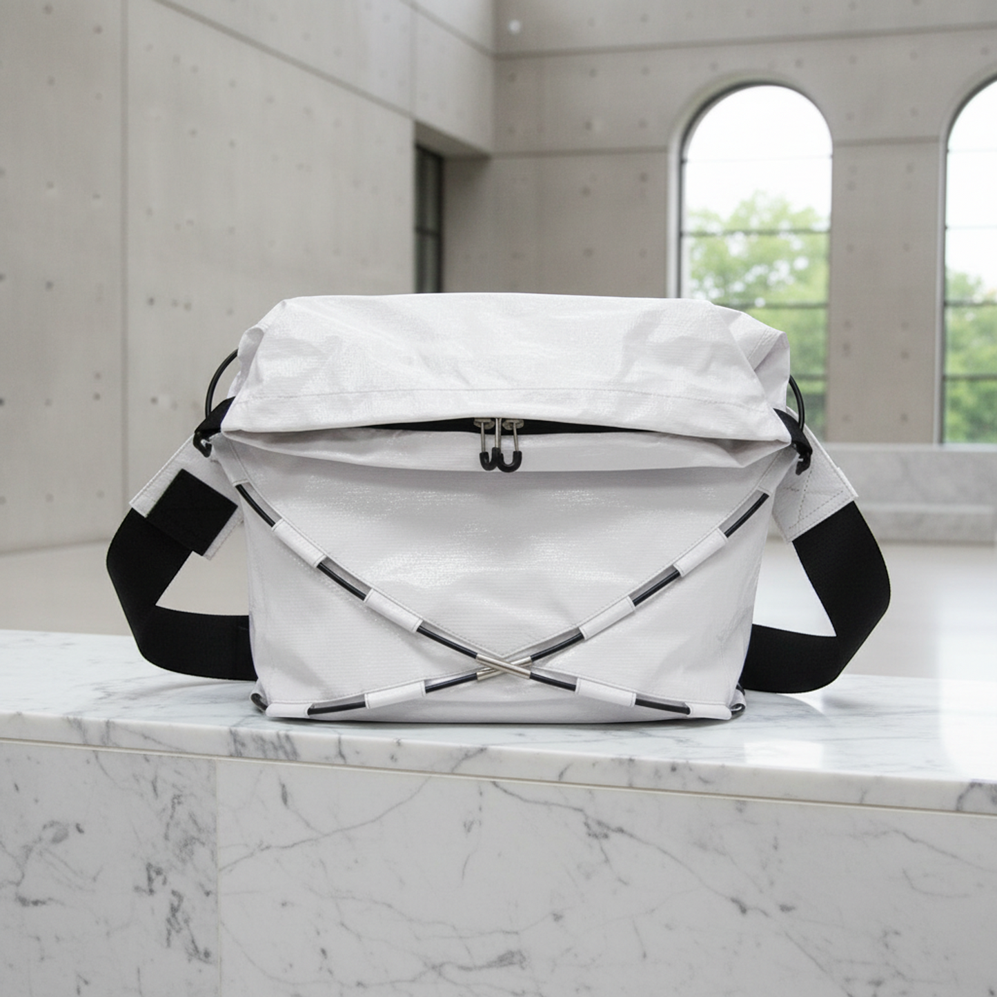 Bottega Veneta TENT 691388 Men,Women Polypropylene Shoulder Bag,Sling Bag Black,White