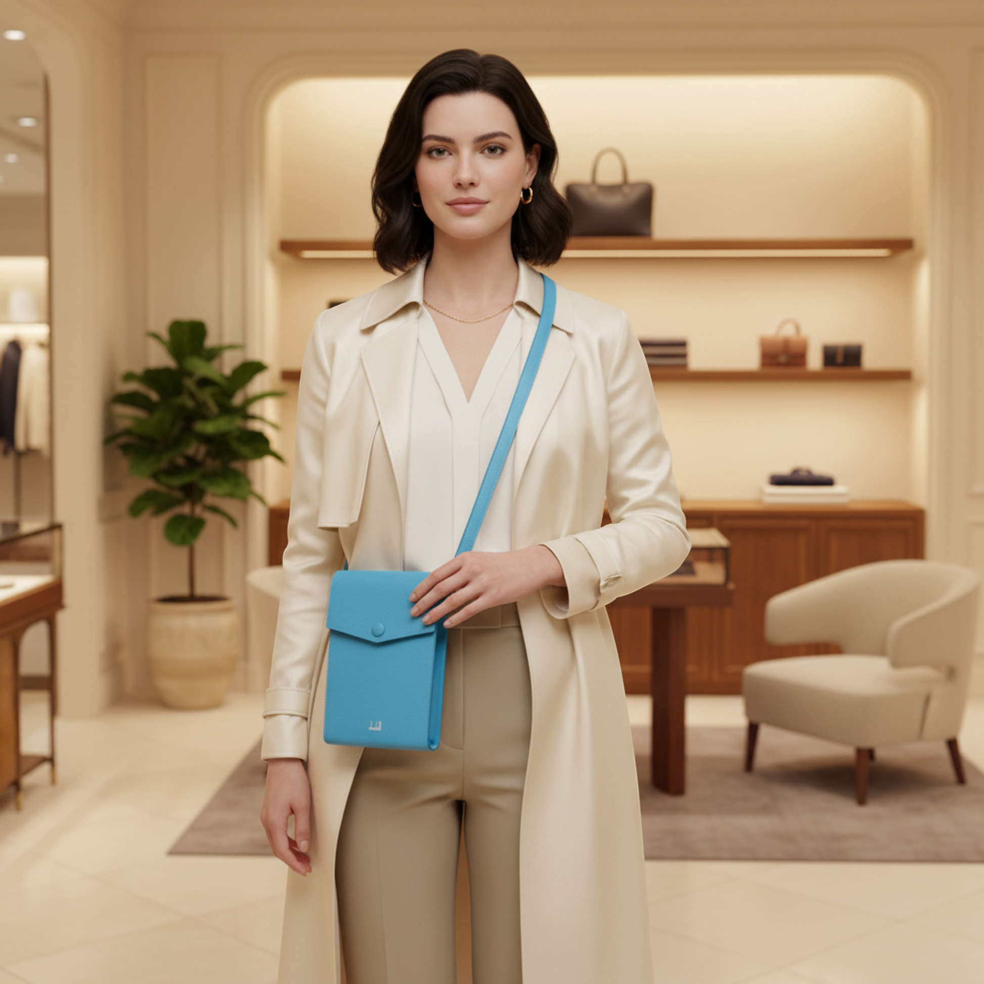Dunhill Cadogan Women's Leather Shoulder Bag Blue