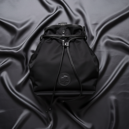 Hunting World Purse Women's Nylon,Leather Backpack Black