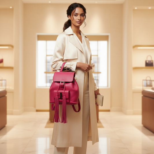 Gucci Bamboo 387149 Women's Leather,Bamboo Backpack Pink Red