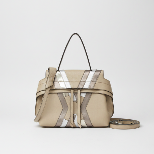 Tod's WAVE BAG Japan Exclusive Women's Leather Handbag,Shoulder Bag Champagne Gold,Metallic Bronze,Silver