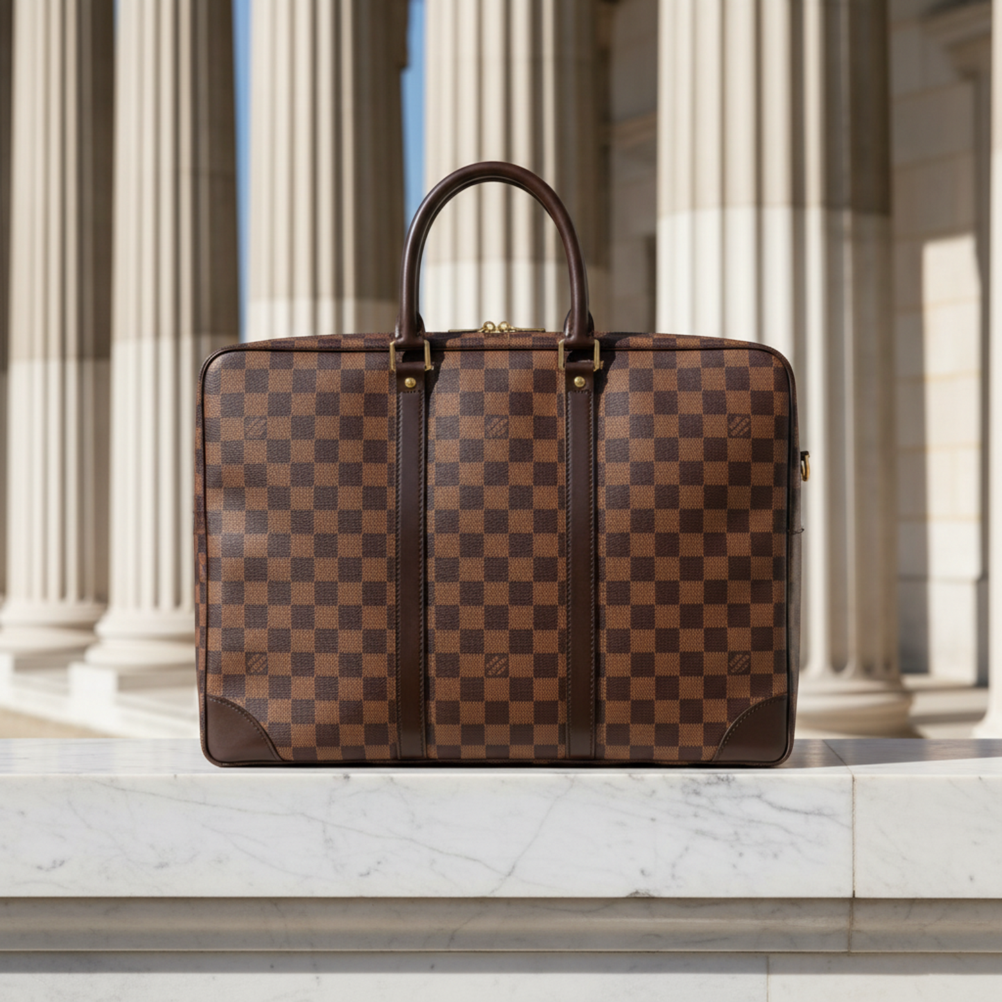 Louis Vuitton Damier Voyage Document Bag N41124 Men's Briefcase,Document Case Damier Canvas